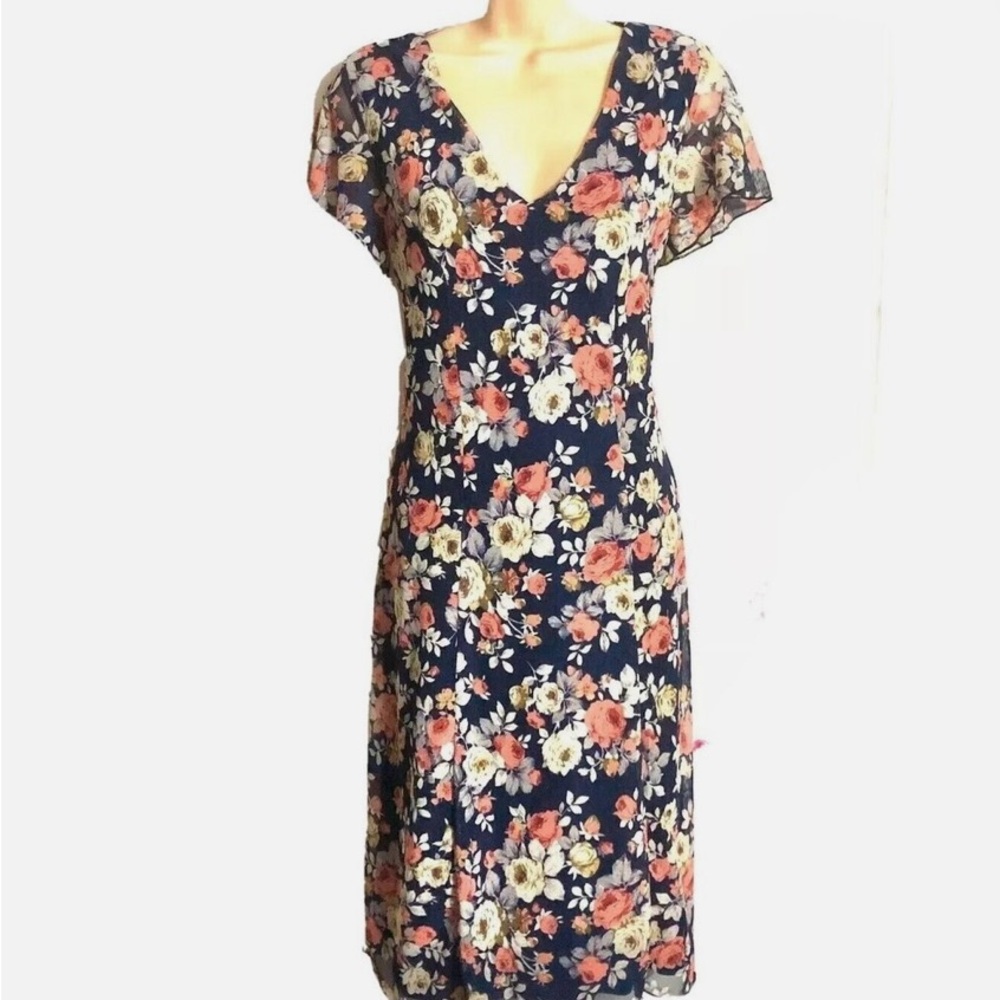 ModCloth Sheer Blue 1930’s Vibe Floral Dress. Sz XL